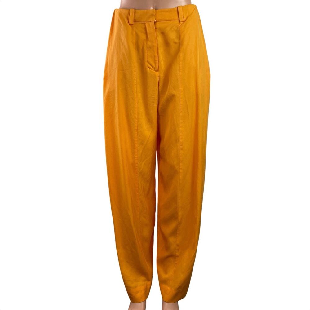 COS Women Orange Coral High Rise Pleated Wide Leg Baggy Trousers Pants Size 2